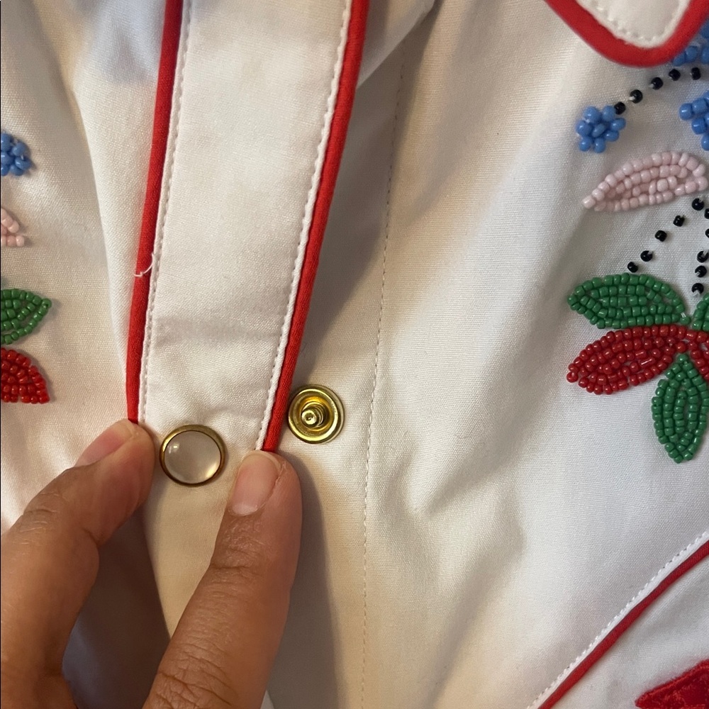 Ralph Lauren White Western Button-Down Shirt with Multicolor Floral Embroidery - Picture 5 of 8